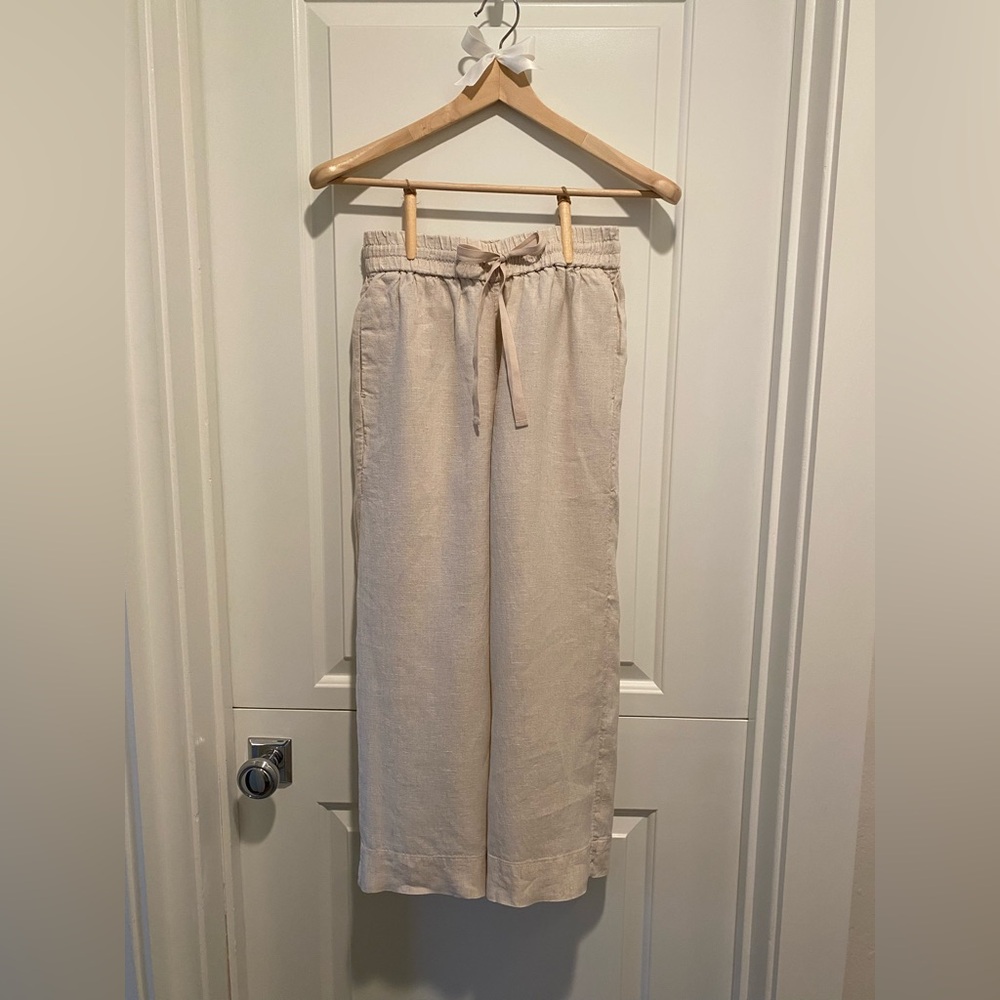 Women's J. Crew LINEN Off-White Drawstring Pants